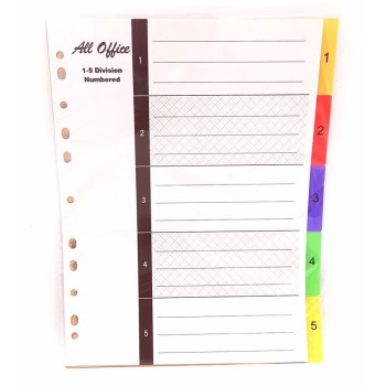 Divider Pvc A4 Numbered 1- 5 Rainbow All