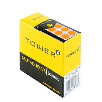 Tower Box Labels Round 10Mm Fl Orange