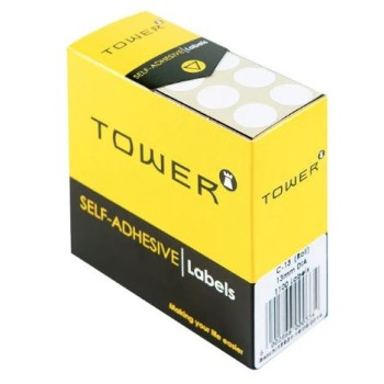 Tower Box Labels Round 10Mm White