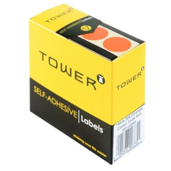 Tower Box Labels Round 19Mm Fl Orange