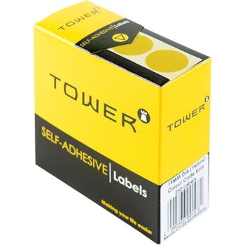 Tower Box Labels Round 19Mm Yellow