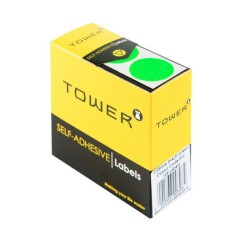 Tower Box Labels Round 25Mm Fl Green